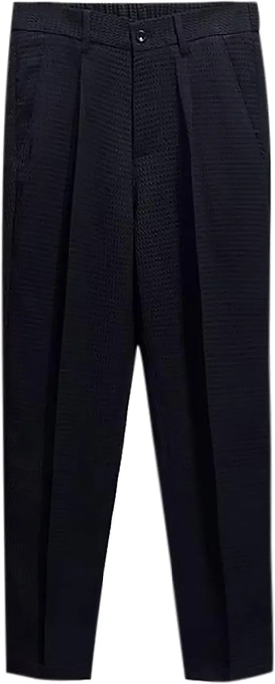 Men's Business Dress Suit Pants,Expandable Waist Chino Work Suit Pants Classic Slim Fit Straight Leg Suit Trousers