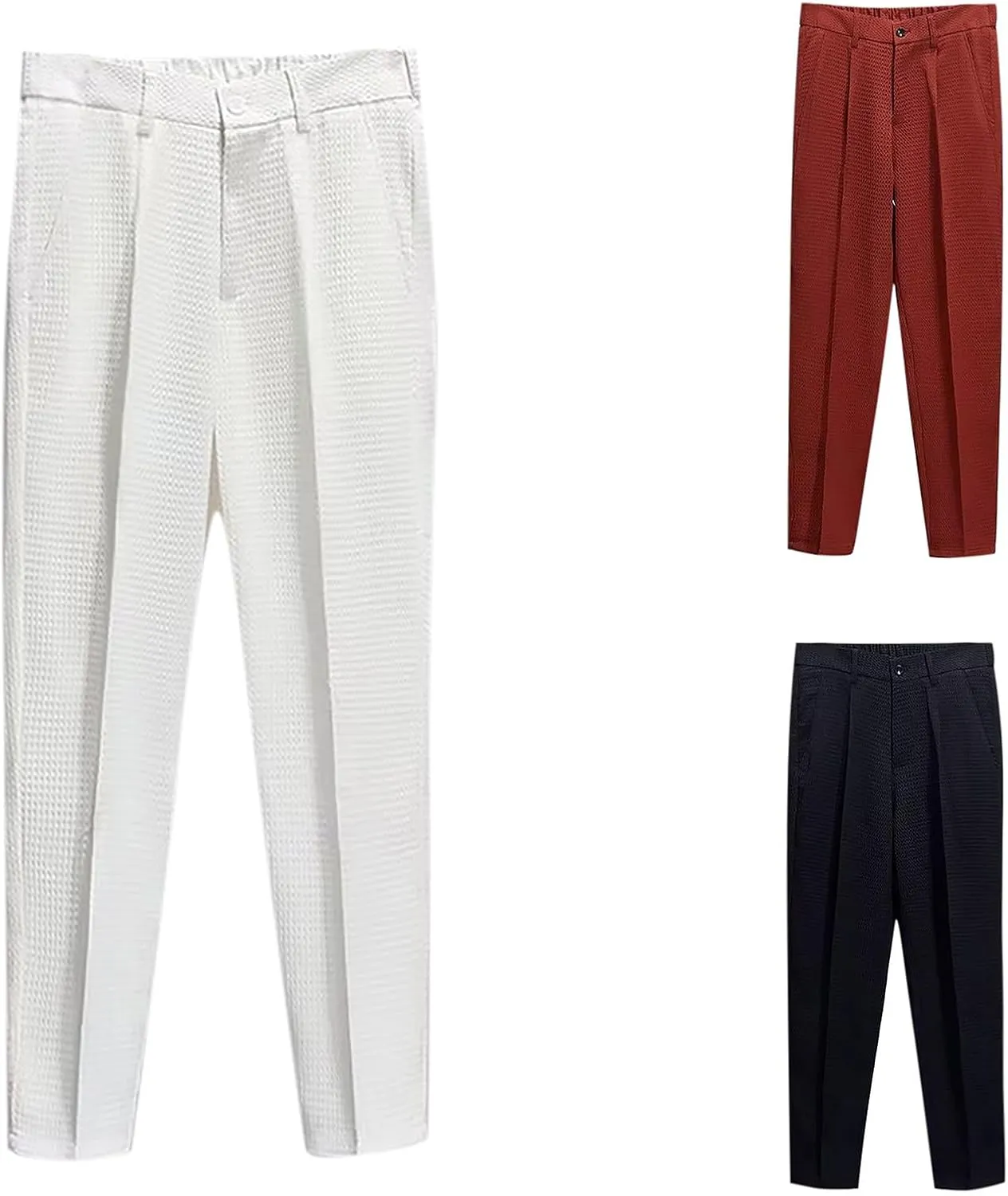 Men's Business Dress Suit Pants,Expandable Waist Chino Work Suit Pants Classic Slim Fit Straight Leg Suit Trousers