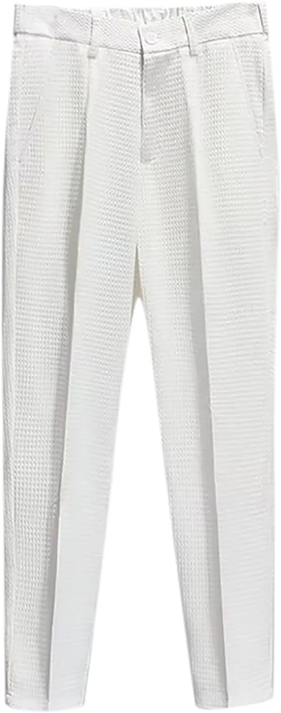 Men's Business Dress Suit Pants,Expandable Waist Chino Work Suit Pants Classic Slim Fit Straight Leg Suit Trousers