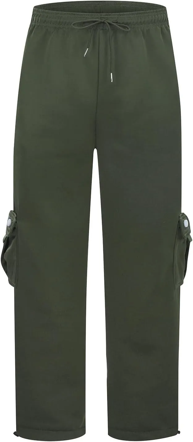 Mens Cargo Pants Big and Tall Lightweight Straight Leg Sweatpants Plus Size Baggy Elastic Waist Drawstring Athletic Joggers