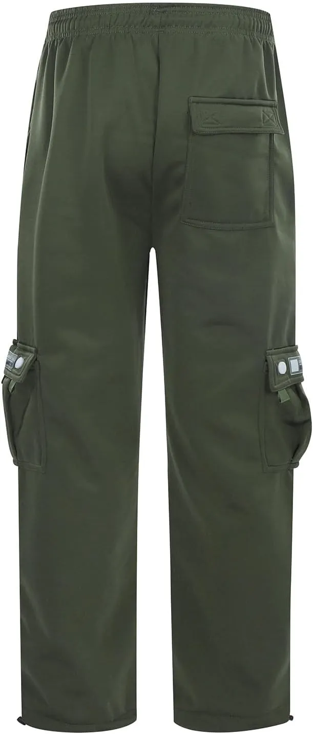 Mens Cargo Pants Big and Tall Lightweight Straight Leg Sweatpants Plus Size Baggy Elastic Waist Drawstring Athletic Joggers
