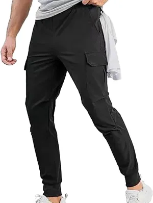 Mens Cargo Pants Relaxed Fit Elastic Waist Plus Size Tapered Lounge Sweatpants Casual Lightweight Athletic Jogging Trousers