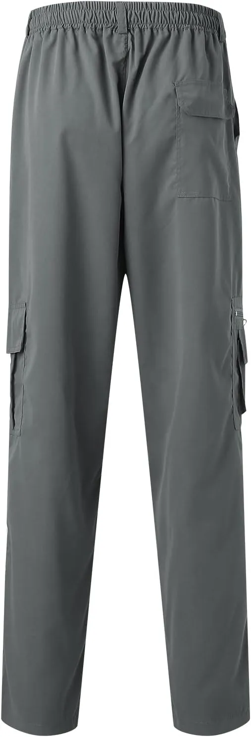 Men's Cargo Pants with Mutil Pockets Open Bottom Big and Tall Sweatpants Lightweight Elastic Waiset Casual Athletic Joggers