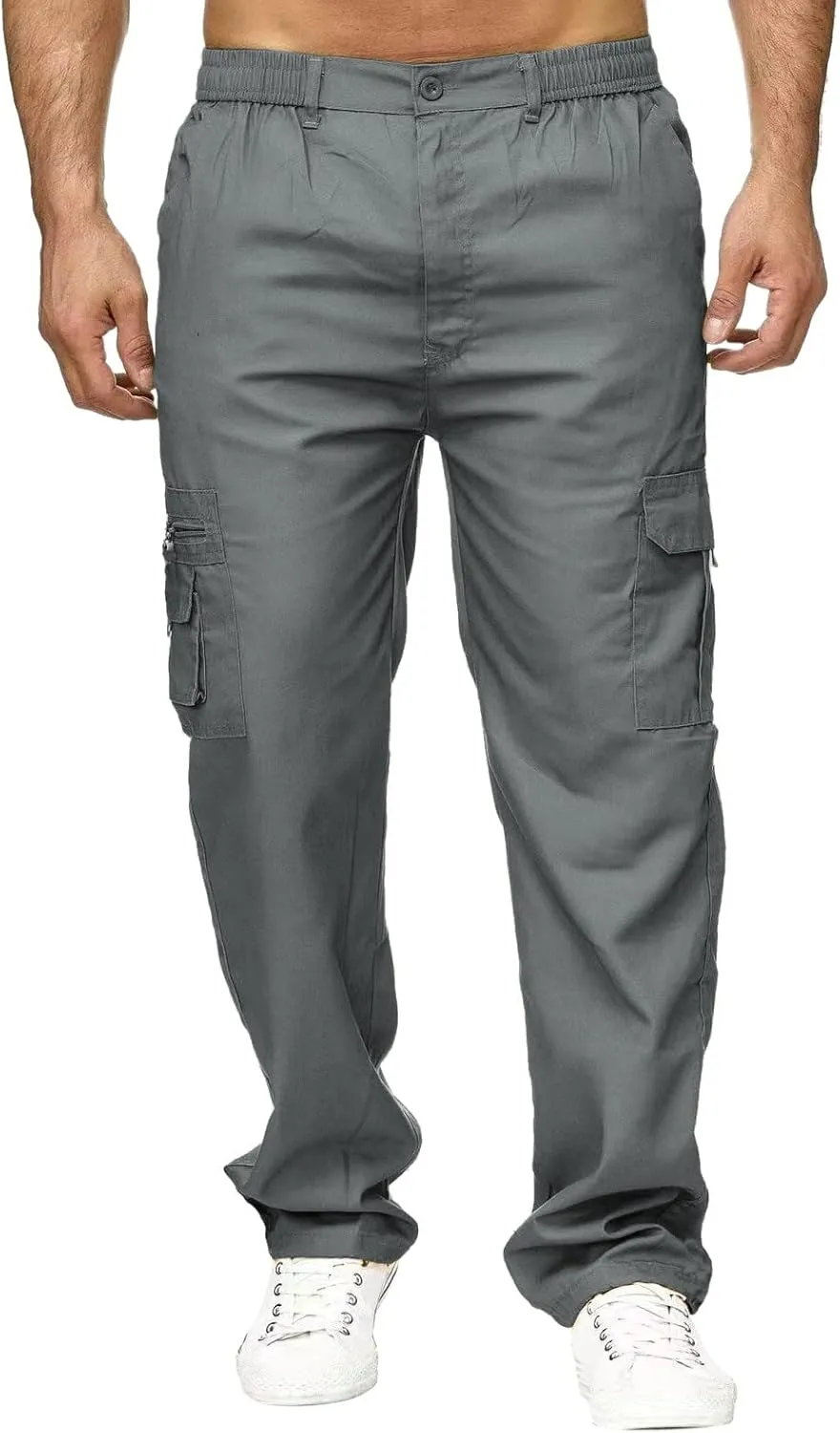 Men's Cargo Pants with Mutil Pockets Open Bottom Big and Tall Sweatpants Lightweight Elastic Waiset Casual Athletic Joggers