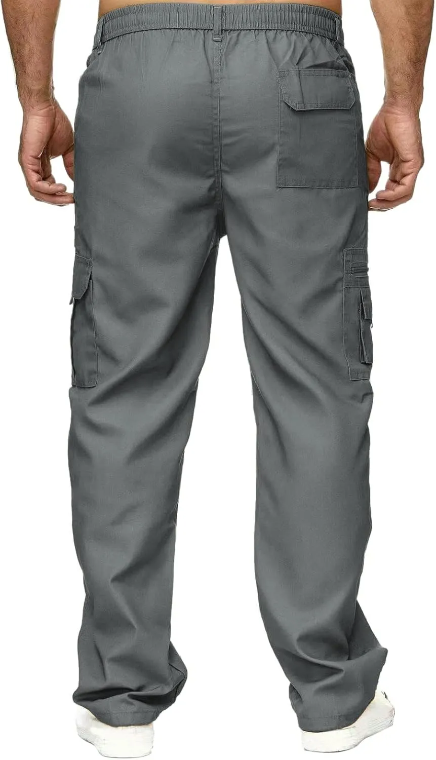 Men's Cargo Pants with Mutil Pockets Open Bottom Big and Tall Sweatpants Lightweight Elastic Waiset Casual Athletic Joggers