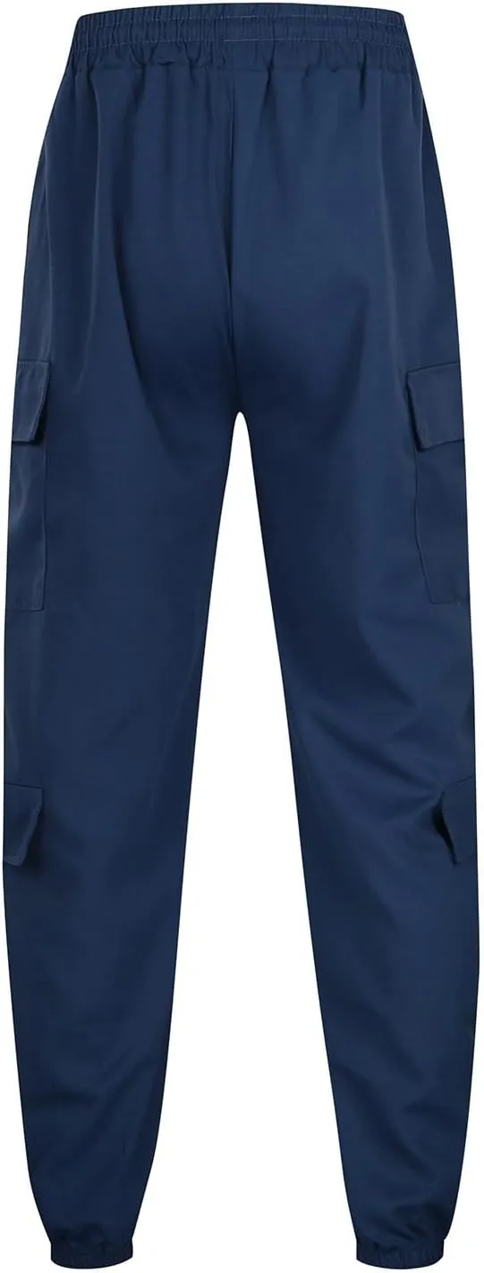 Mens Cargo Sweatpants with Pockets Elastic Waisted Lightweight Joggers Casual Relaxed Fit Drawstring Stretch Jogging Trousers