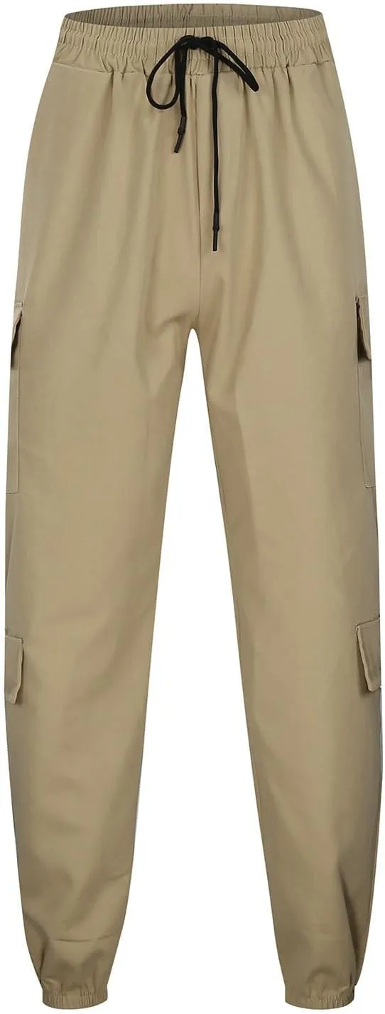 Mens Cargo Sweatpants with Pockets Elastic Waisted Lightweight Joggers Casual Relaxed Fit Drawstring Stretch Jogging Trousers