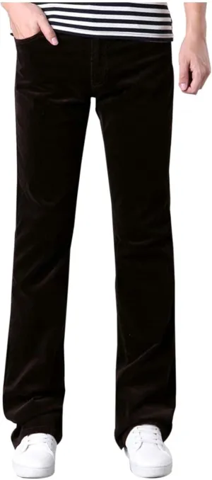 Men's Casual Flared Pants Slim Fit Stretch Waist Corduroy Pants Lightweight Plus Size Summer Lounge Pants with Pockets