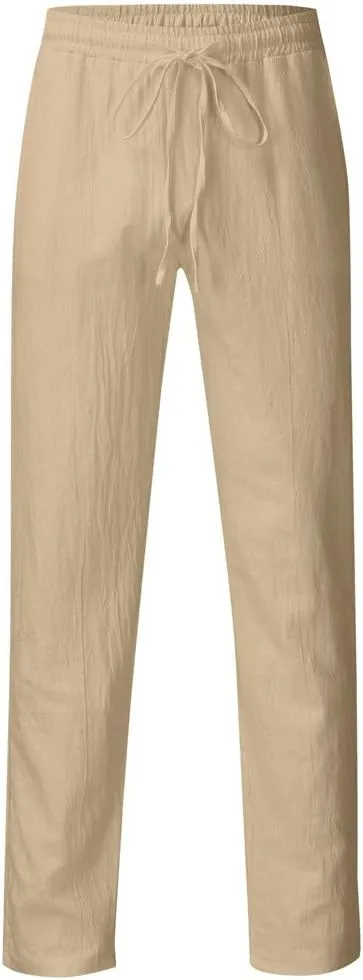 Mens Casual Pants Elastic Waist Drawstring Lightweight Joggers Plus Size Slim Fit Baggy Tapered Athletic Pants with Pockets