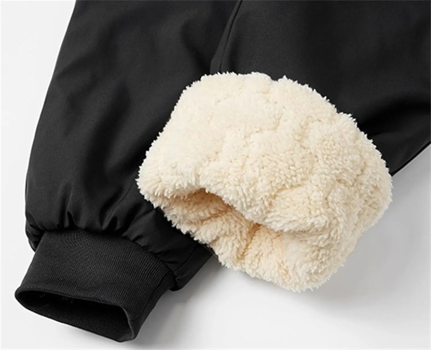 Mens Casual Pants Elastic Waist Relaxed Fit Windproof Fleece Trousers Plus Size Lightweight Straight Leg Tapered Joggers
