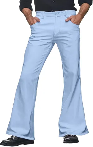 Mens Casual Pants Flare Pants Solid Color Outdoor Stretch Comfortable Hiking Comfy Wide Leg Disco Pant with Pockets