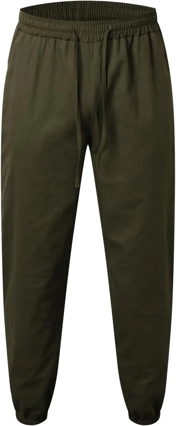 Mens Casual Pants Relaxed Fit Elastic Waist Drawstring Athletic Pants Lightweight Quick Dry Outdoor Runnings Tapered Trousers