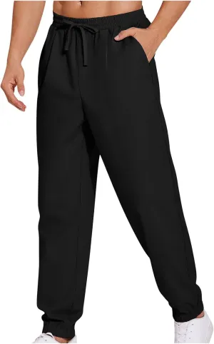 Mens Casual Pants Relaxed Fit Elastic Waist Drawstring Athletic Pants Lightweight Quick Dry Outdoor Runnings Tapered Trousers