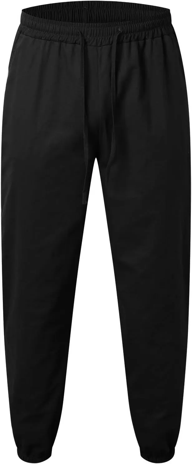 Mens Casual Pants Relaxed Fit Elastic Waist Drawstring Athletic Pants Lightweight Quick Dry Outdoor Runnings Tapered Trousers