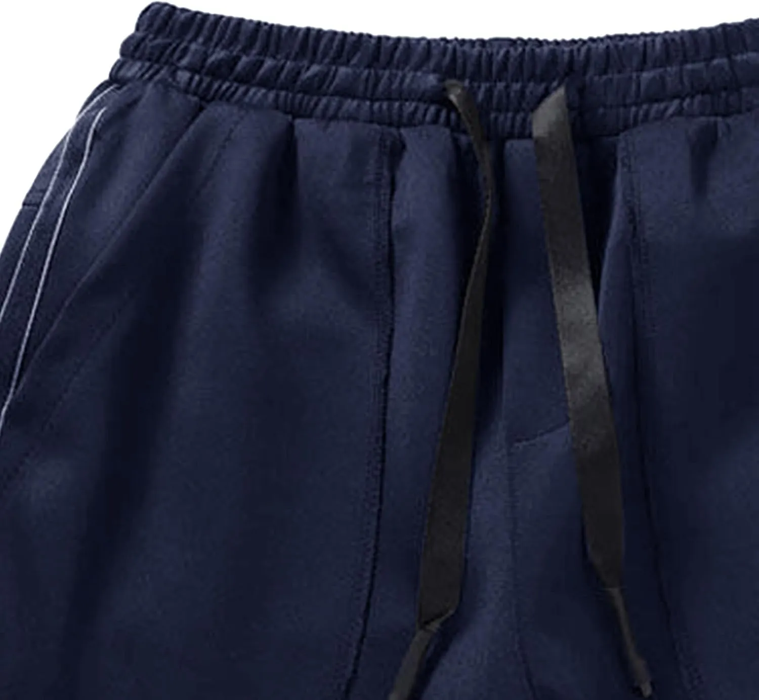 Mens Casual Pants Relaxed Fit Elastic Waist Plus Size Tapered Trousers Lightweight Drawstring Comfy Slacks with Zipper Pocket