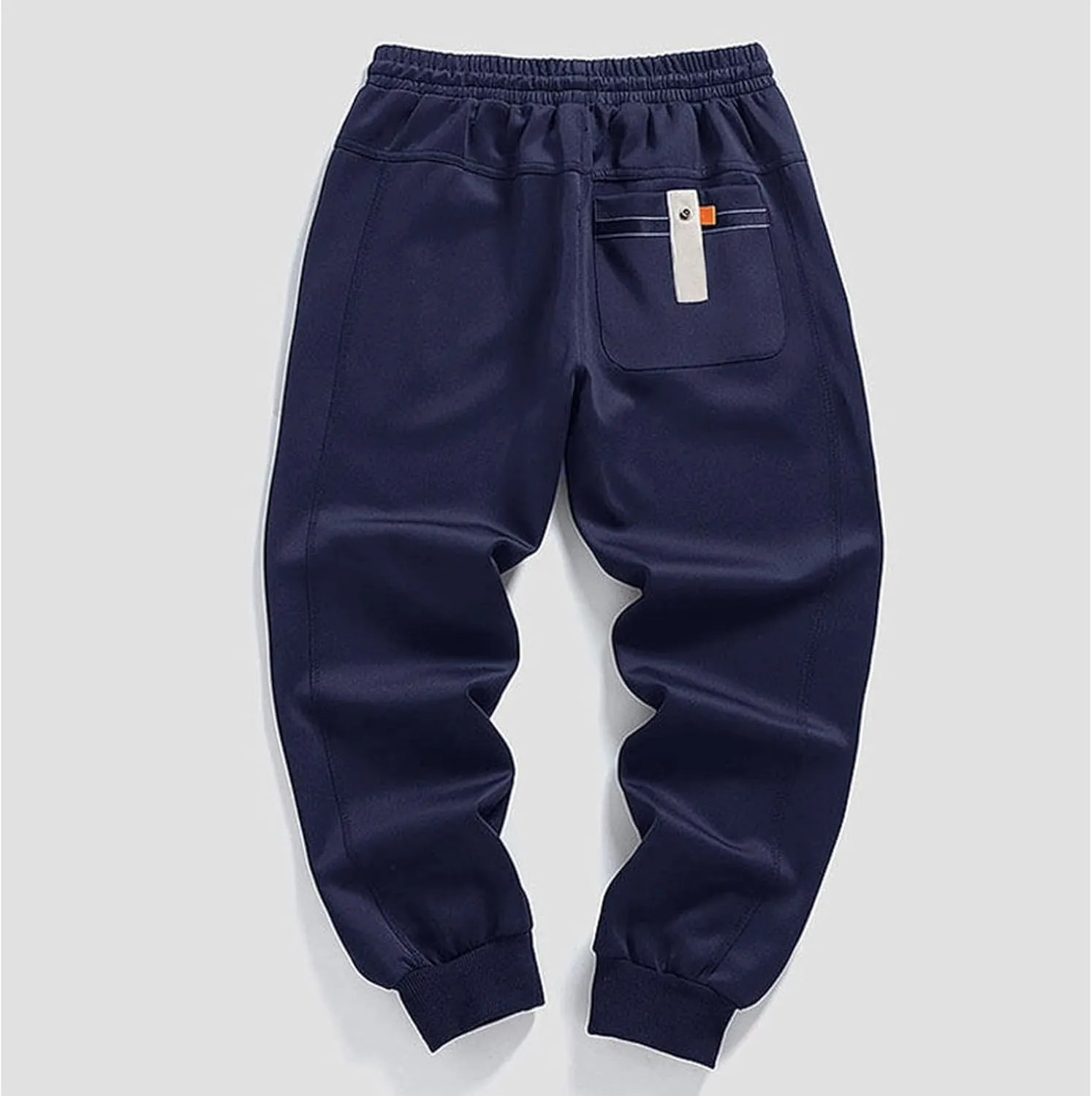 Mens Casual Pants Relaxed Fit Elastic Waist Plus Size Tapered Trousers Lightweight Drawstring Comfy Slacks with Zipper Pocket