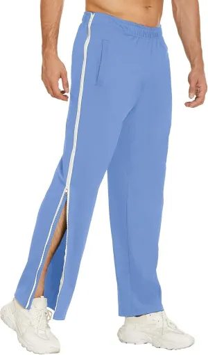 Mens Casual Pants Relaxed Fit Stretch Waist Lightweight Summer Beach Trousers Trendy Side Zipper Straight Leg Slacks Trousers