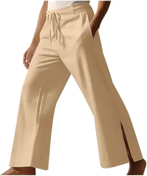 Men's Casual Pants Wide Leg Big and Tall Stretch Bell Bottoms Trousers Lightweight Relaxed Fit Drawstring Elastic Waist Pants