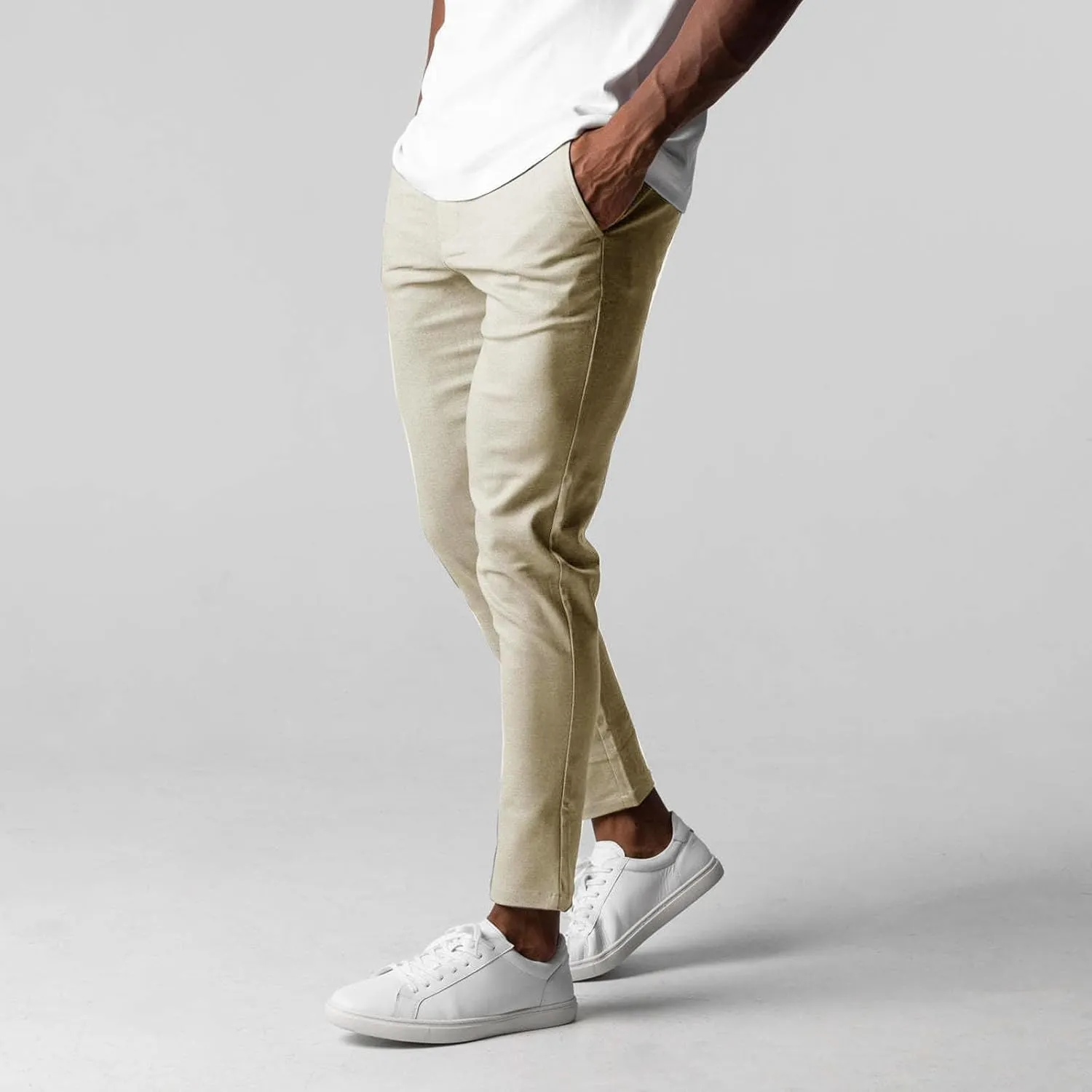 Mens Casual Stretch Chino Dress Pants Classic Active Slim Fit Elasticity Trousers Stretch Flat-Front Tapered Slacks