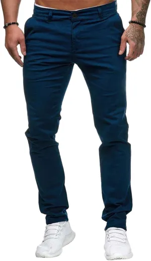 Men's Chinos Pants Slim Fit Stretchy Dress Pants Flat-Front Tapered Legs Slacks for Casual to Semi-Formal Occasions