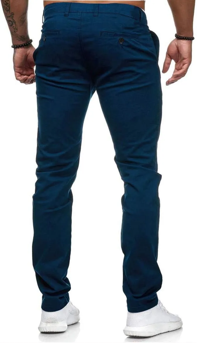 Men's Chinos Pants Slim Fit Stretchy Dress Pants Flat-Front Tapered Legs Slacks for Casual to Semi-Formal Occasions