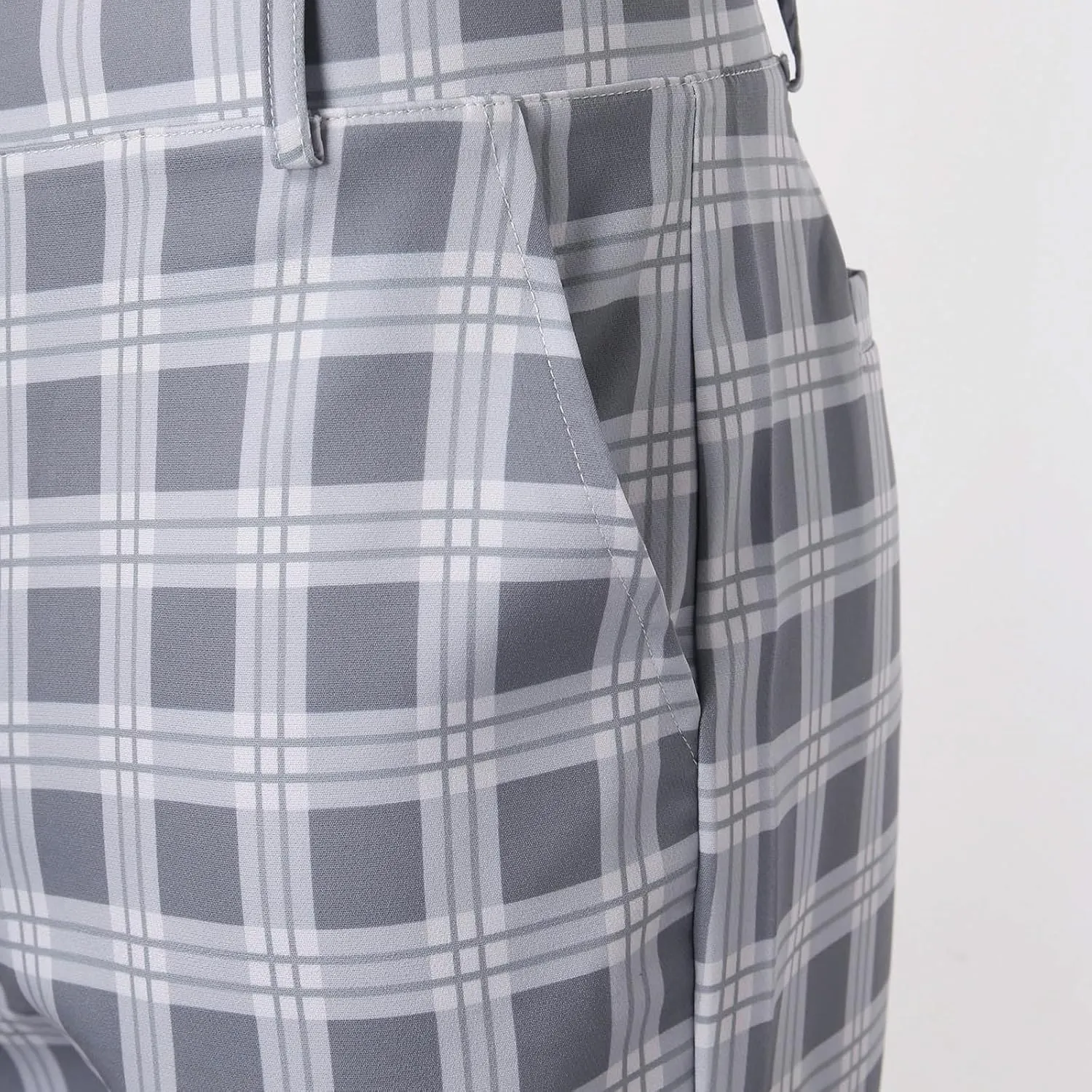 Mens Chinos Slim Fit Pants Flat Front Skinny Tapered Dress Pants Plaid Skinny Long Pants Business Golf Dress Pants