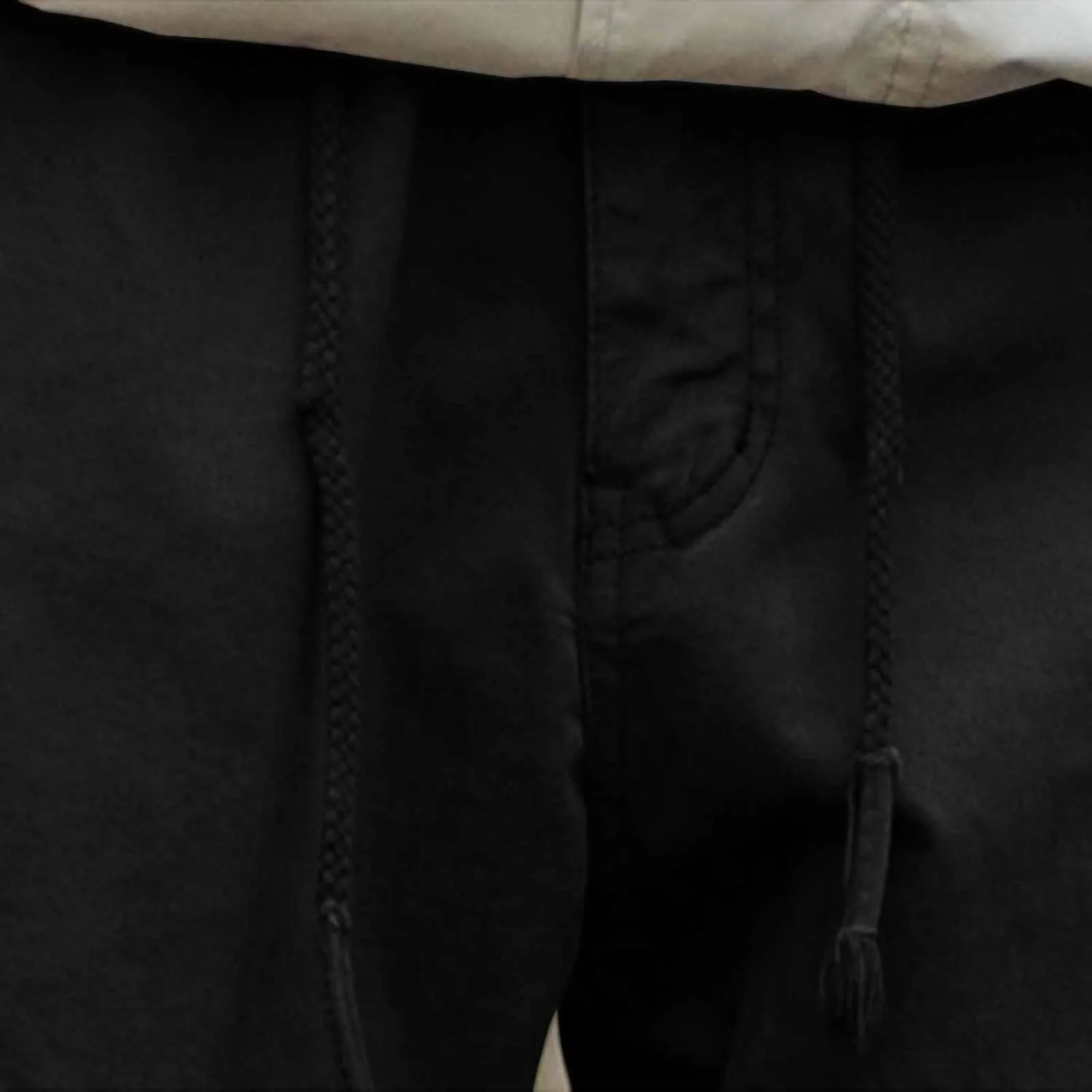 Men's Cotton Drawstring Cargo Pants with Zipper Pockets Elastic Breathable Comfort Soft Fashion Loose Fit Trousers