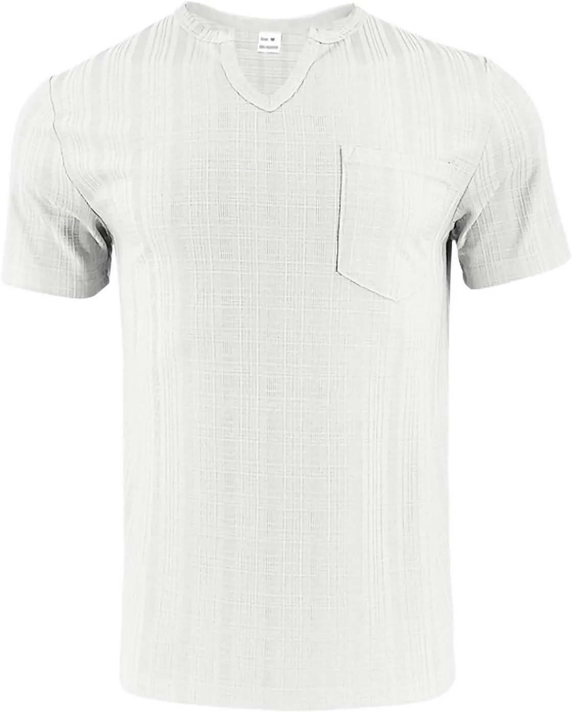Mens Cotton Linen T-Shirts Casual V Neck Short Sleeve Summer Tunic Tops Lightweight Breathable Comfort Tees