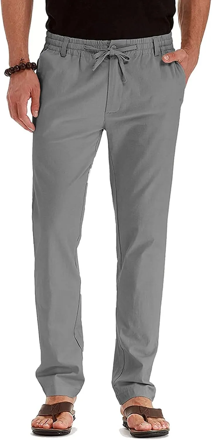 Mens Dress Pants Slim Fit Flat Front Chino Pants Casual Stretch Business Pants Wrinkle-Resistant Classic Khaki Pants
