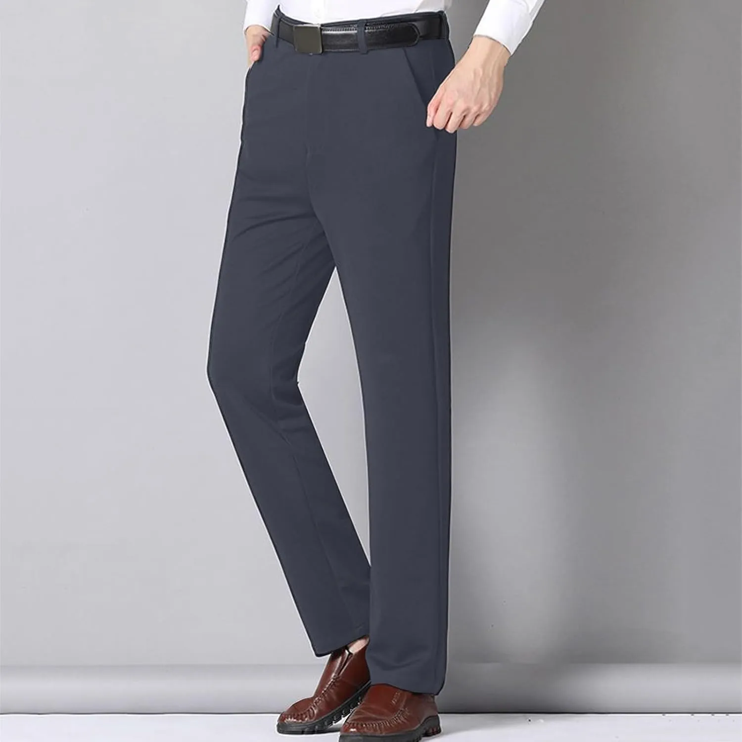Mens Dress Pants,Slim Fit Business Formal Dress Pants Lightweight Straight Leg Skinny Classic Suit Trousers