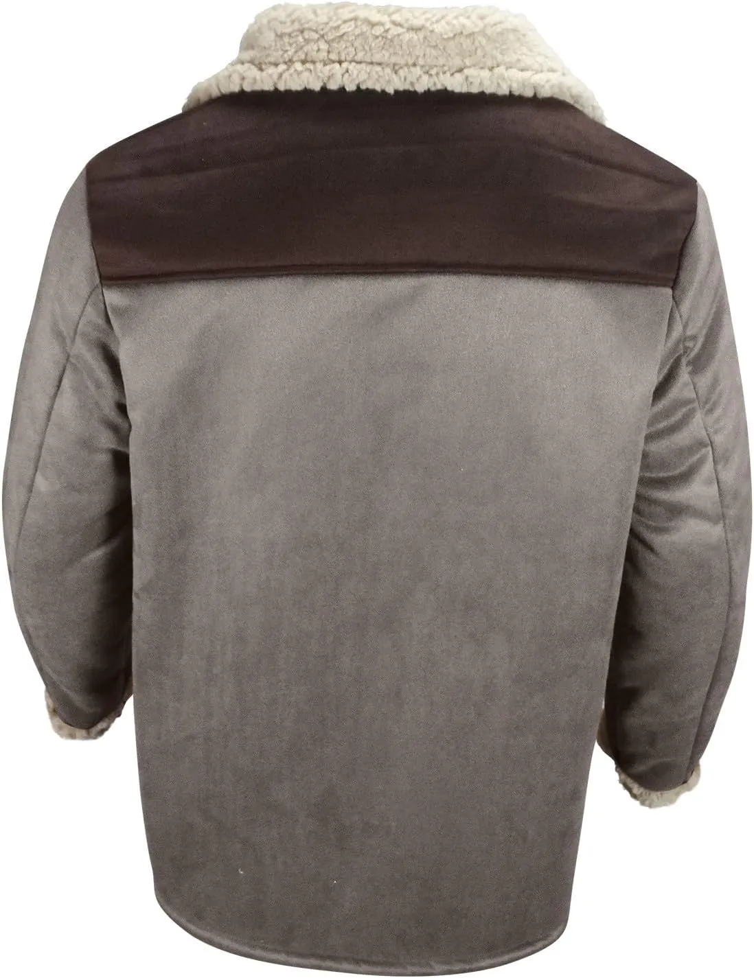 Mens Faux Suede Leather Jackets Sherpa Fleece Lined Trucker Jacket Notch Lapel Button Down Winter Sport Coat