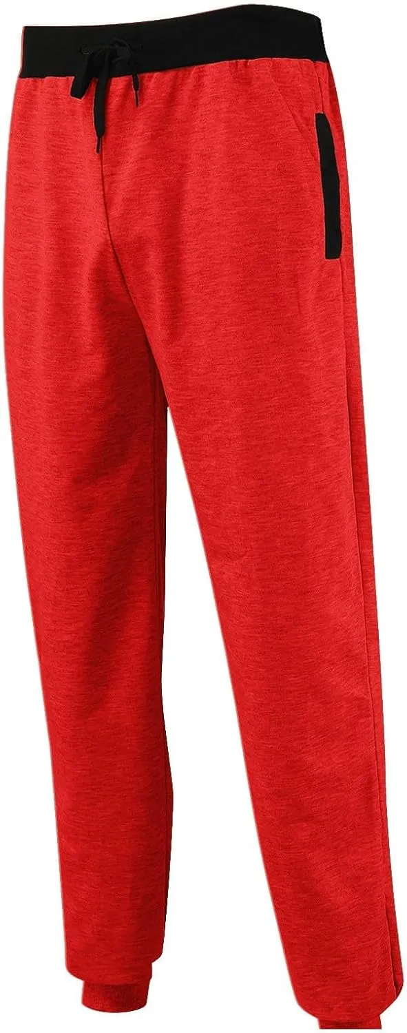 Mens Fleece Lightweight Joggers Pants Workouts Zipper Pockets Drawstring Slim Fit for Running Sports Wear