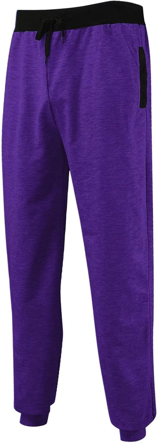 Mens Fleece Lightweight Joggers Pants Workouts Zipper Pockets Drawstring Slim Fit for Running Sports Wear