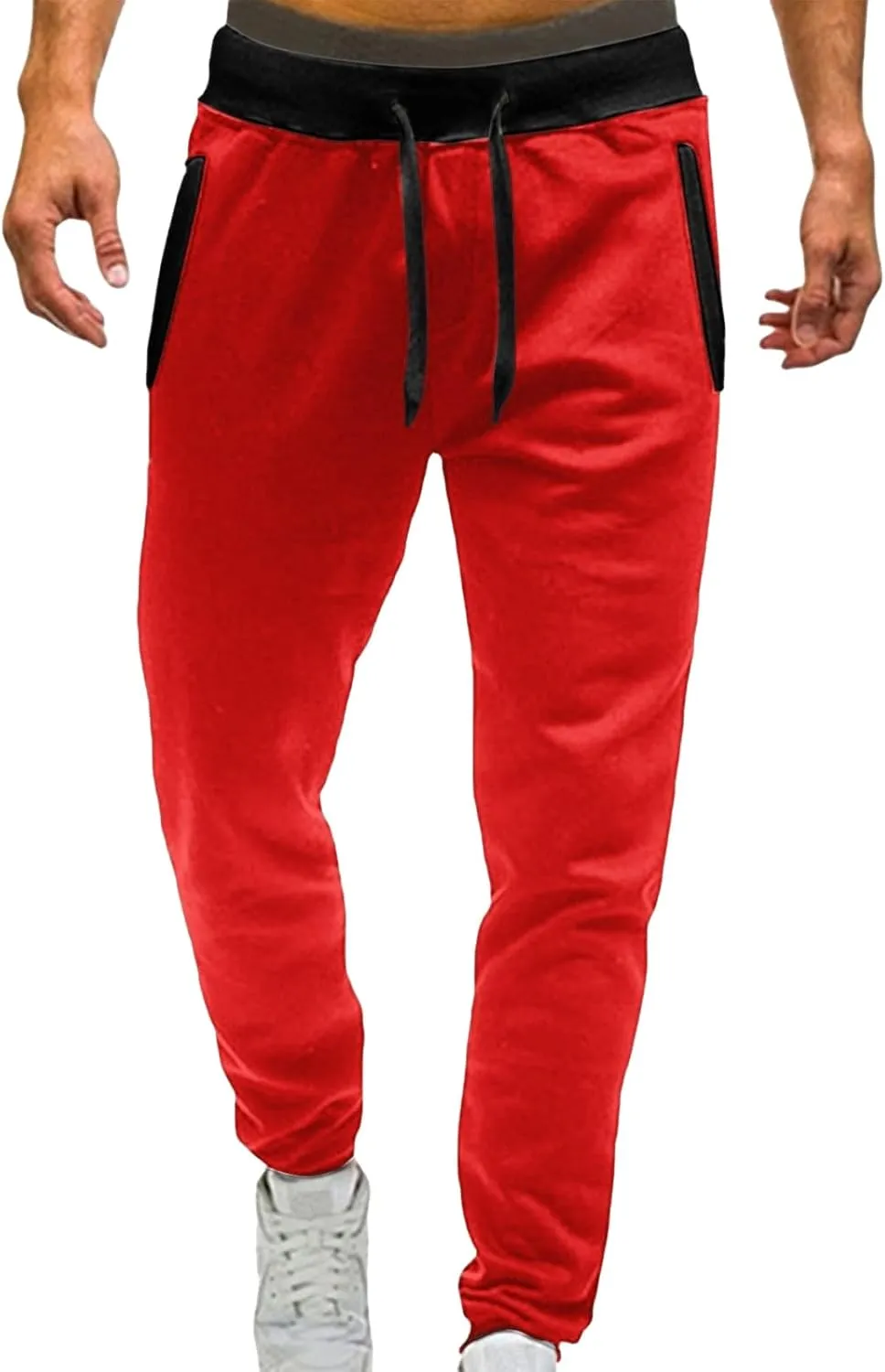 Mens Fleece Lightweight Joggers Pants Workouts Zipper Pockets Drawstring Slim Fit for Running Sports Wear