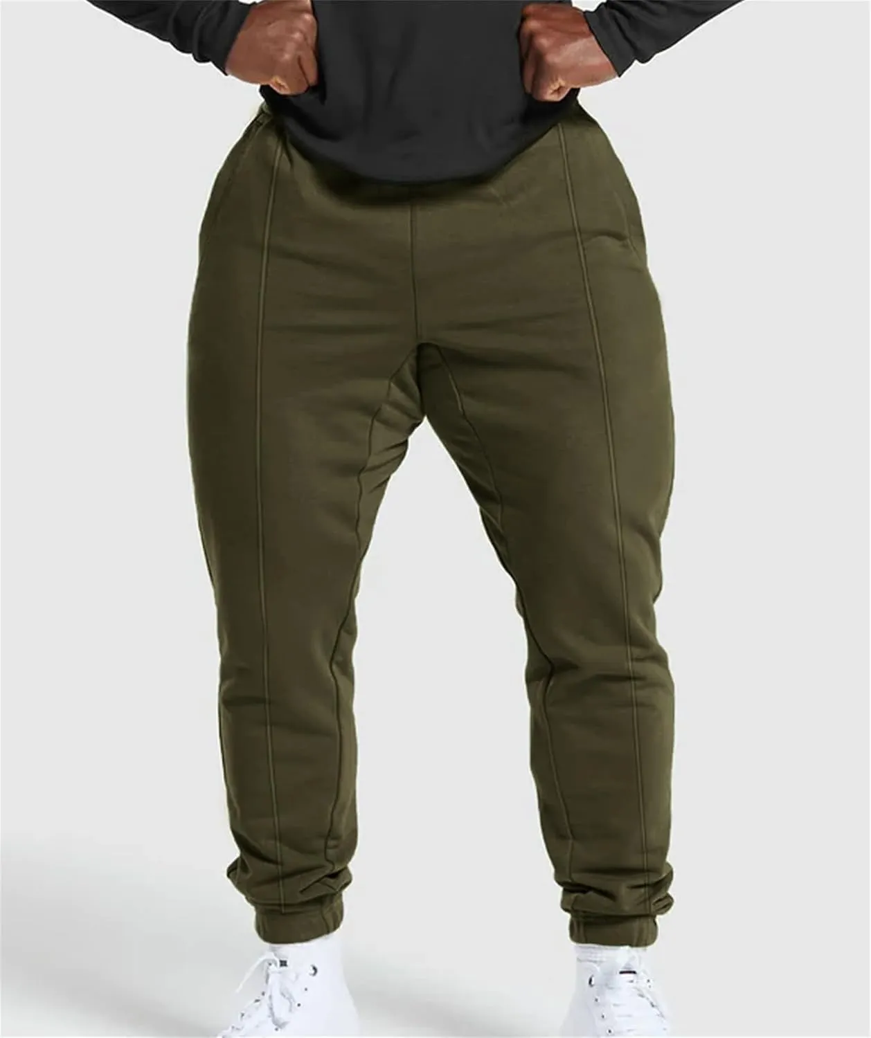 Men's High Waist Fleece Joggers Sweatpants Drawstring Track Pants with Pockets for Yoga Workout Running Lounge Wear