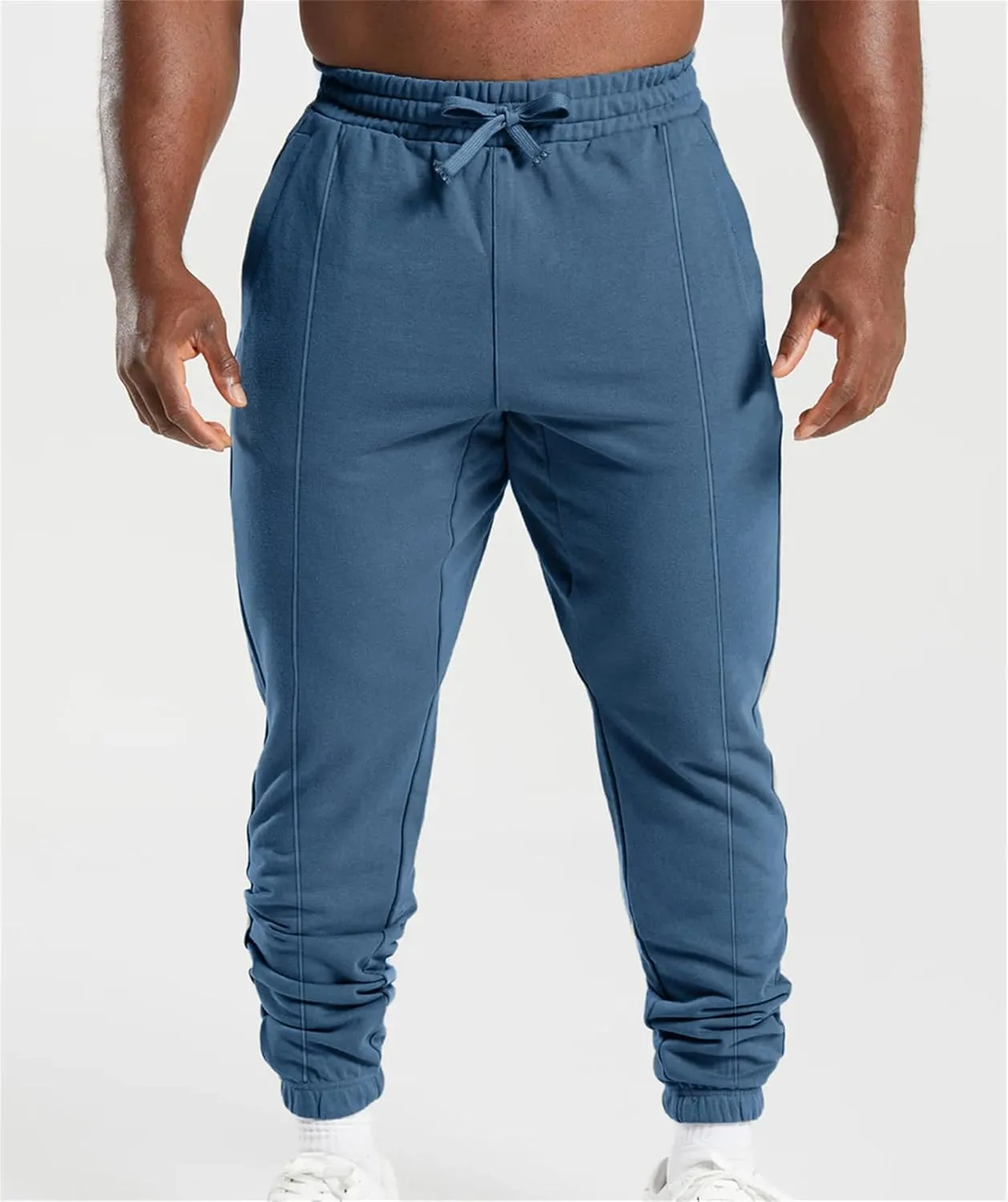 Men's High Waist Fleece Joggers Sweatpants Drawstring Track Pants with Pockets for Yoga Workout Running Lounge Wear