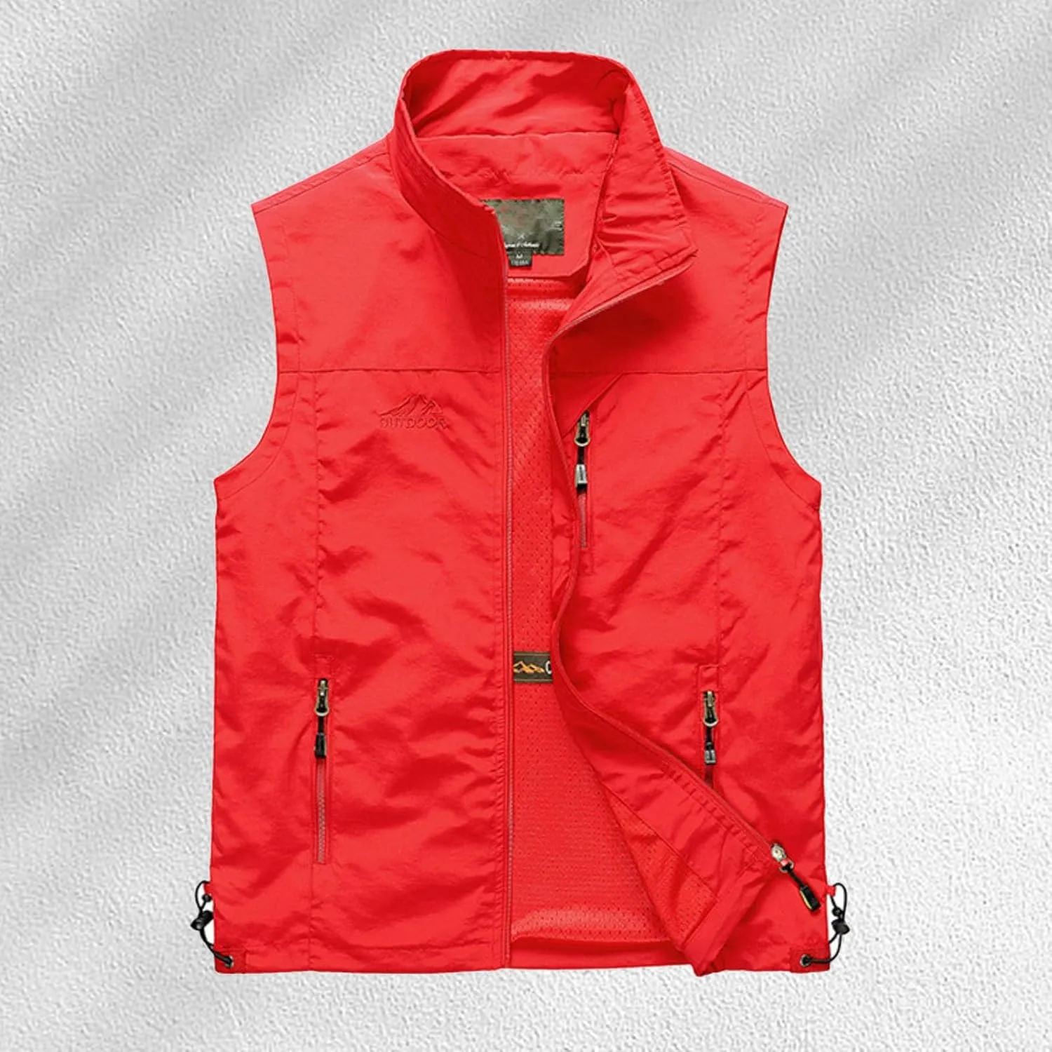 Men's Lightweight Softshell Vest Outdoor Work Fishing Photo Travel Utility Vest Stand Collar Zip Up Windproof Jacket