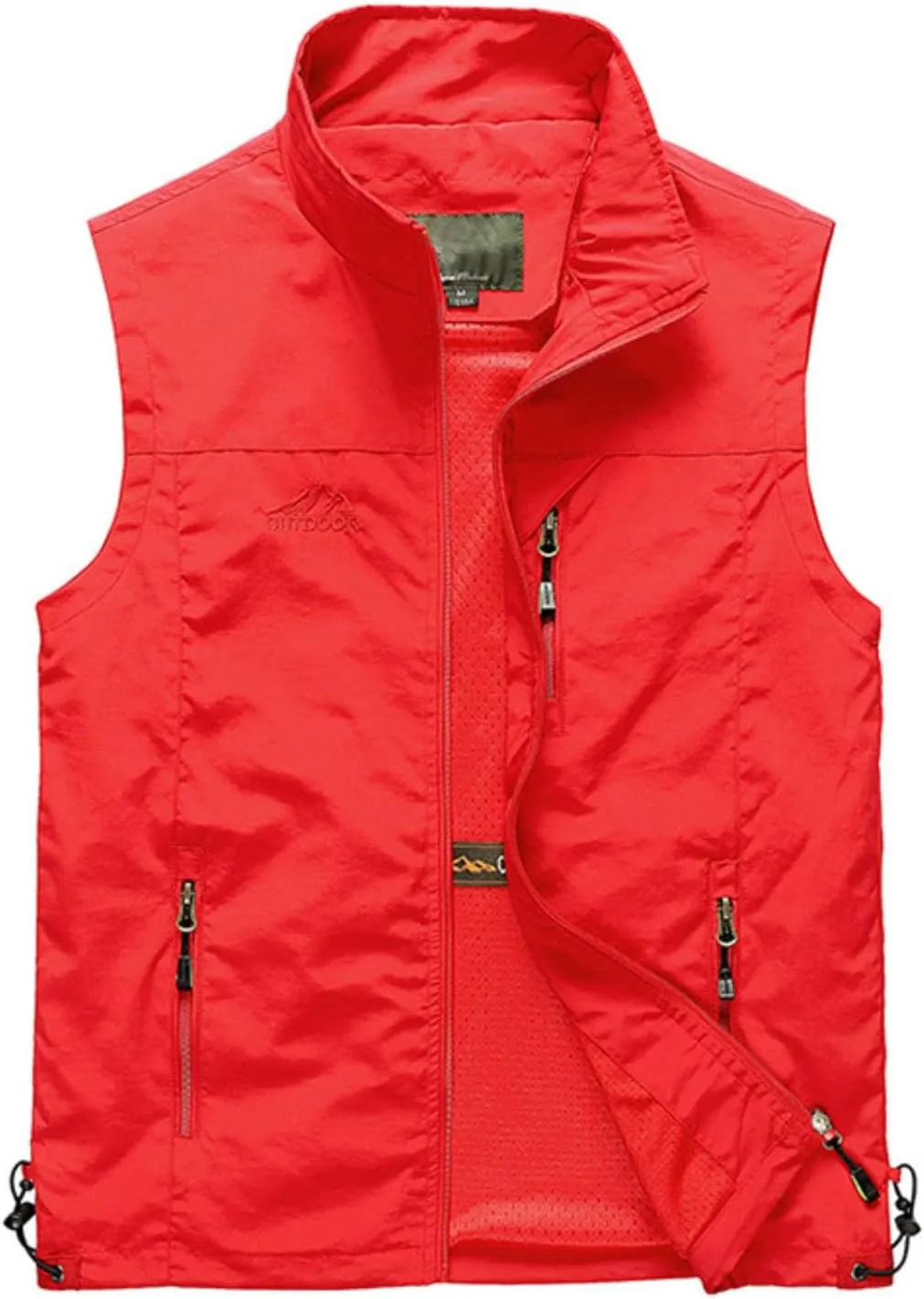 Men's Lightweight Softshell Vest Outdoor Work Fishing Photo Travel Utility Vest Stand Collar Zip Up Windproof Jacket