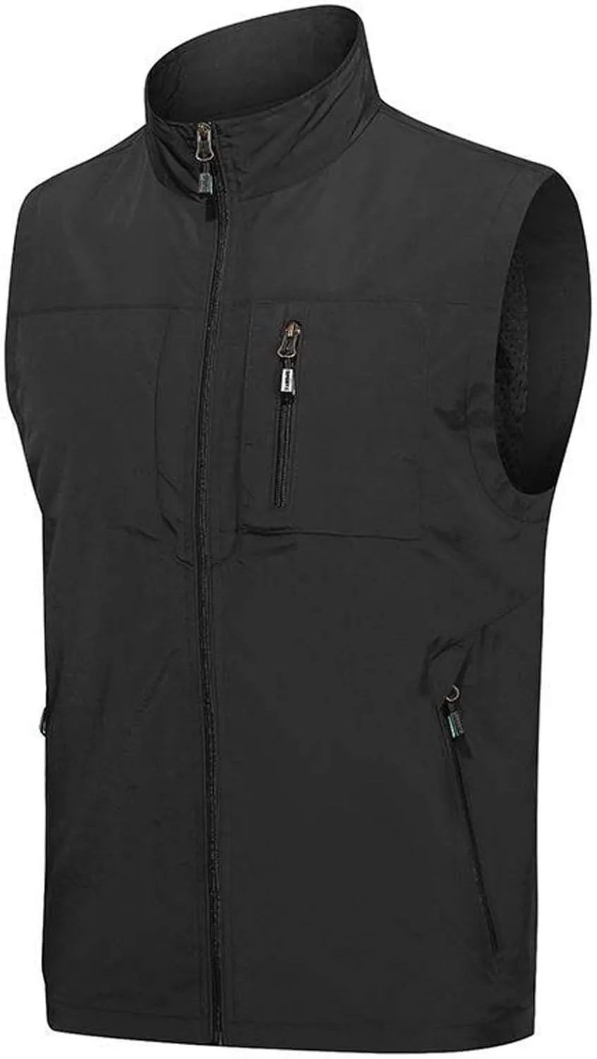 Men's Lightweight Vest Softshell Sleeveless Stand Collar Jacket with Zipper Pocket Cycling Travel Hiking Running Golf