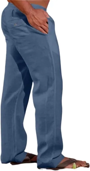 Men's Linen Pants Elastic Waist Drawstring Loose Fit for Beach Yoga Casual Plus Size Comfort Everyday Wear