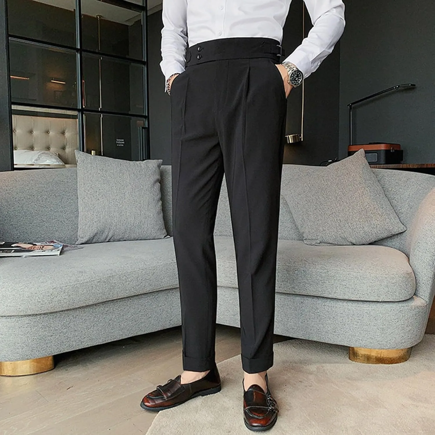 Mens Pants, Mens Dress Pants Straight Drape Feel Classic Solid Color Comfy Loose Summer Slim Fit Casual Suit Pant