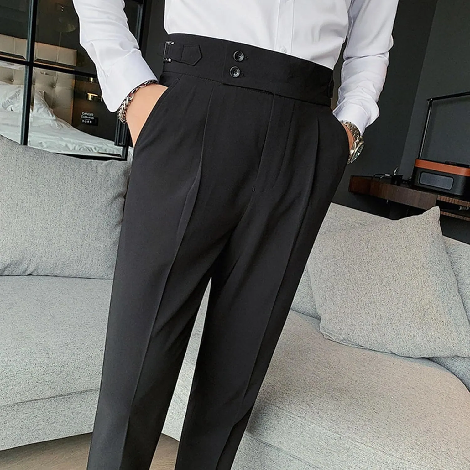 Mens Pants, Mens Dress Pants Straight Drape Feel Classic Solid Color Comfy Loose Summer Slim Fit Casual Suit Pant