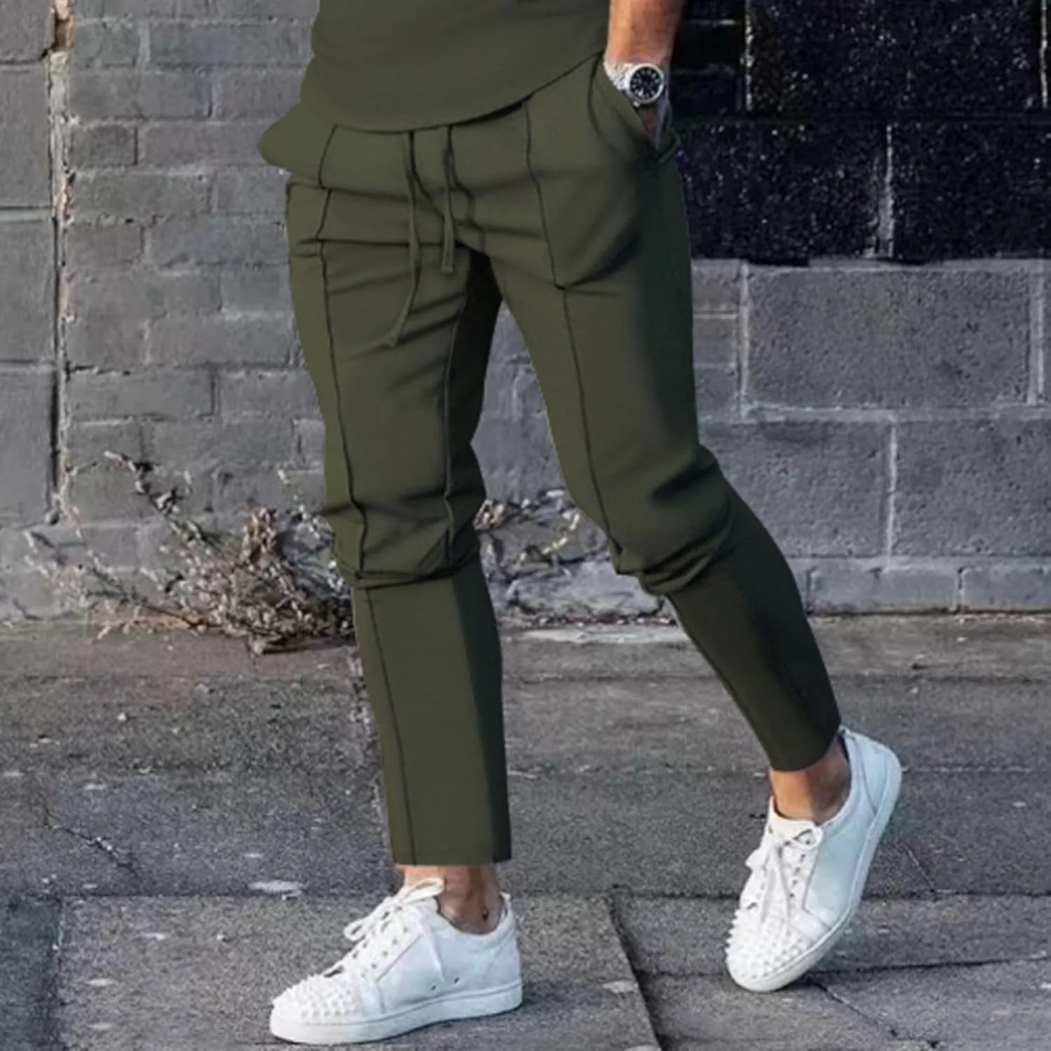 Men's Pleated Baggy Pants Casual Cotton Drawstring Pants Streetwear Lightweight Hiking Pants for Active Adventures