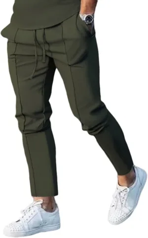 Men's Pleated Baggy Pants Casual Cotton Drawstring Pants Streetwear Lightweight Hiking Pants for Active Adventures