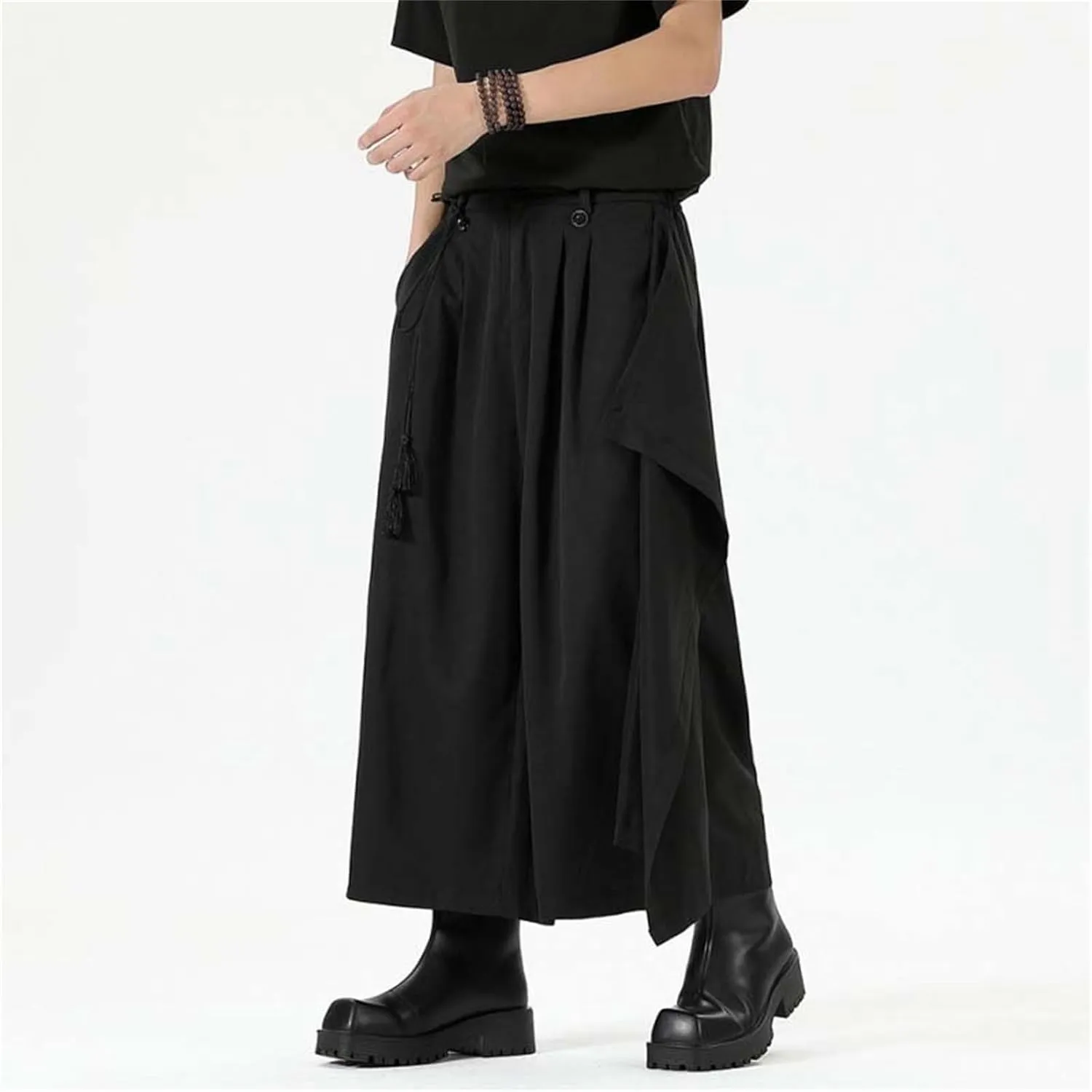 Men's Skirt Pants Lightweight Loose Harem Harajuku Kimono Trousers Casual Wide Leg Baggy Slacks High Waisted Plus Size Pants