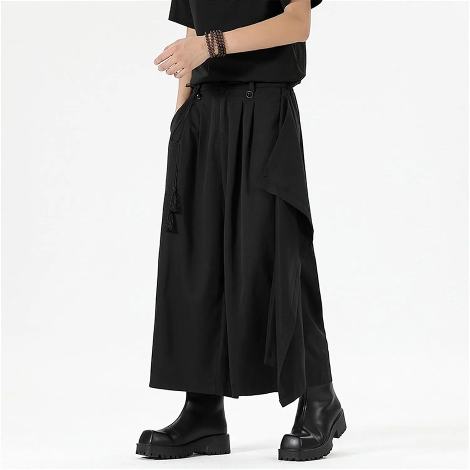 Men's Skirt Pants Lightweight Loose Harem Harajuku Kimono Trousers Casual Wide Leg Baggy Slacks High Waisted Plus Size Pants