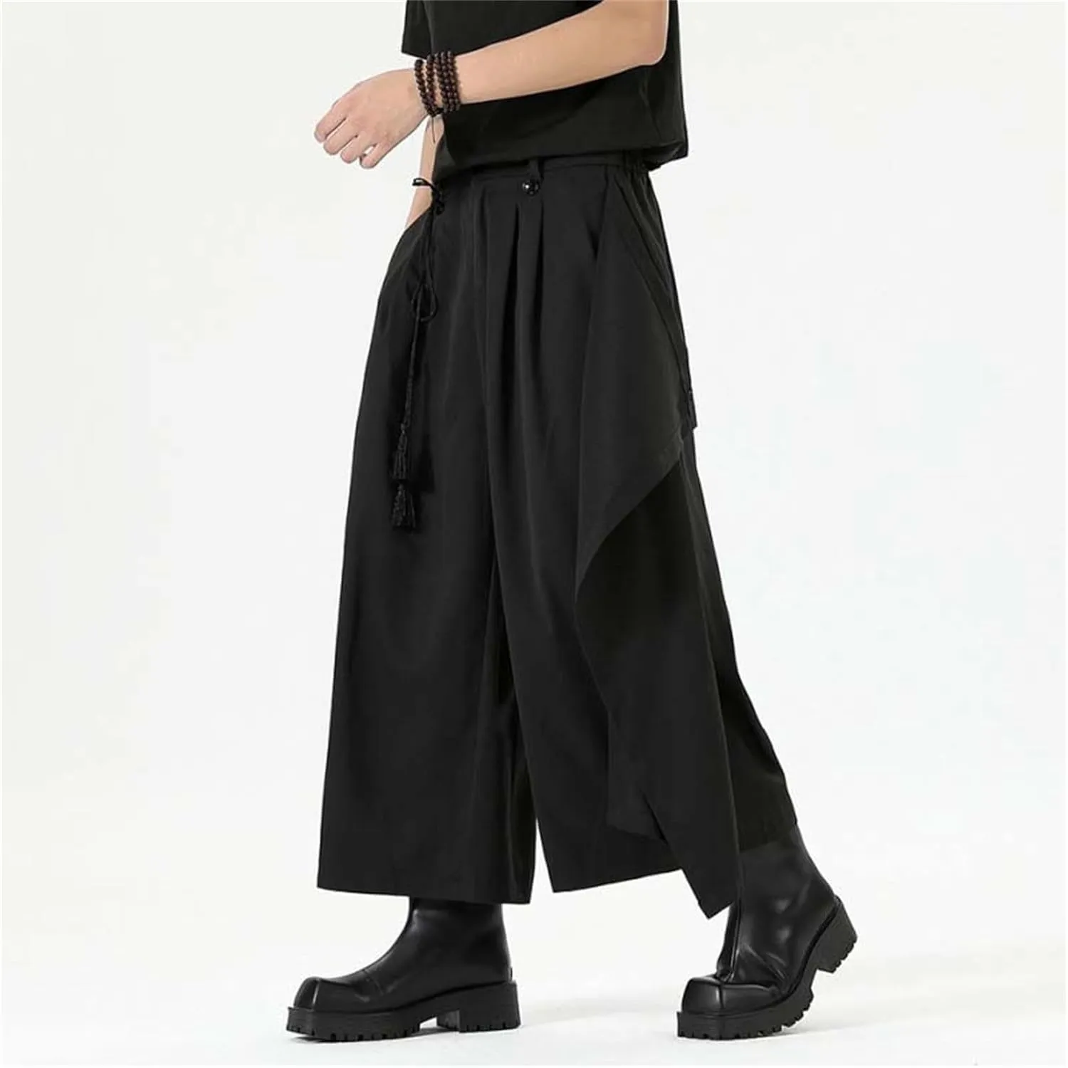 Men's Skirt Pants Lightweight Loose Harem Harajuku Kimono Trousers Casual Wide Leg Baggy Slacks High Waisted Plus Size Pants