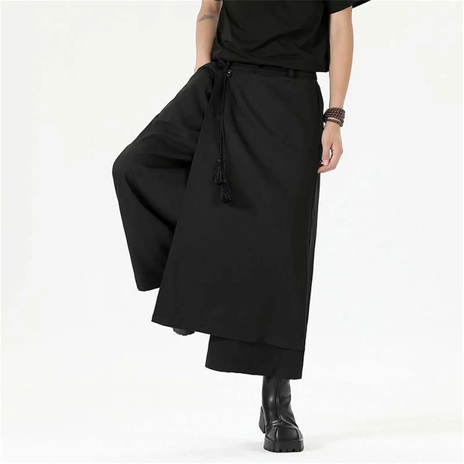 Men's Skirt Pants Lightweight Loose Harem Harajuku Kimono Trousers Casual Wide Leg Baggy Slacks High Waisted Plus Size Pants