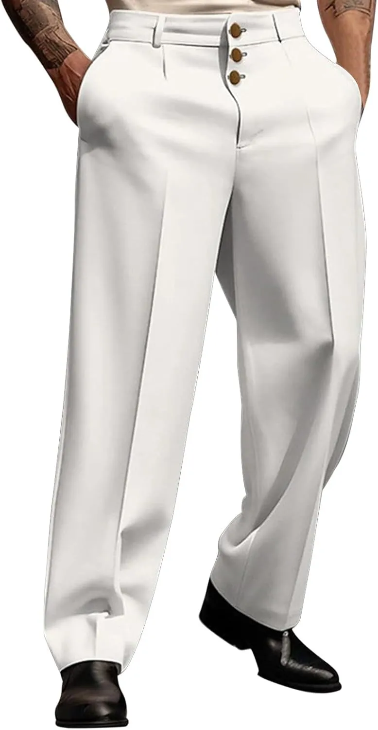 Mens Solid Color Simple Business Casual Straight Suit Pants Pants Chinos Slim Fit