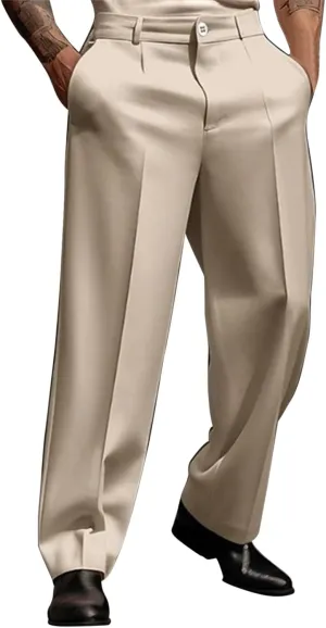 Mens Solid Color Simple Business Casual Straight Suit Pants Pants Chinos Slim Fit